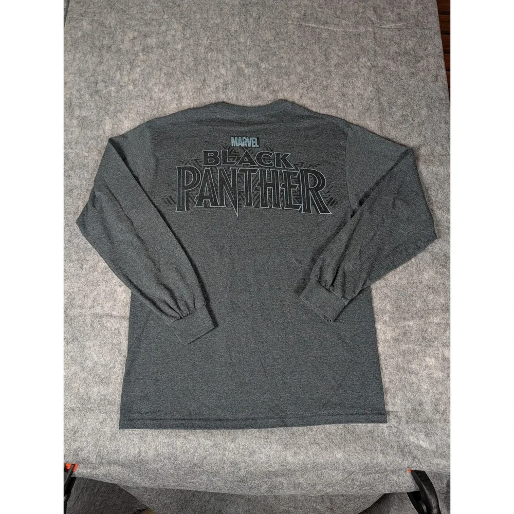 Marvel Black Panther Long Sleeve Graphic‎ T-Shirt Men's M Heather Grey MCU